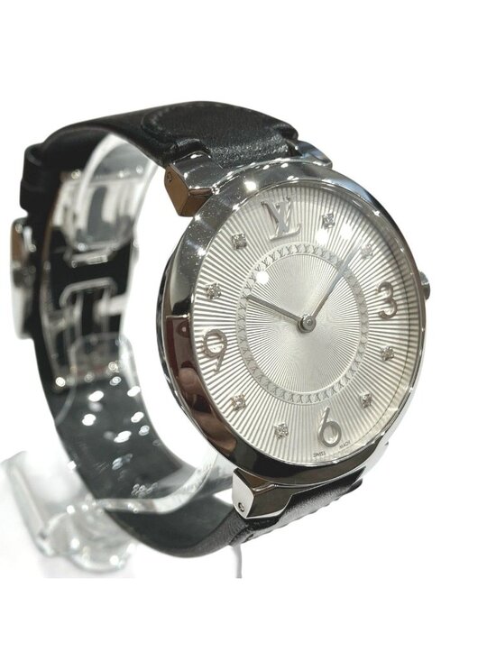 Louis Vuitton Tambour Watch SS Leather Quartz Silver Dial main image 5